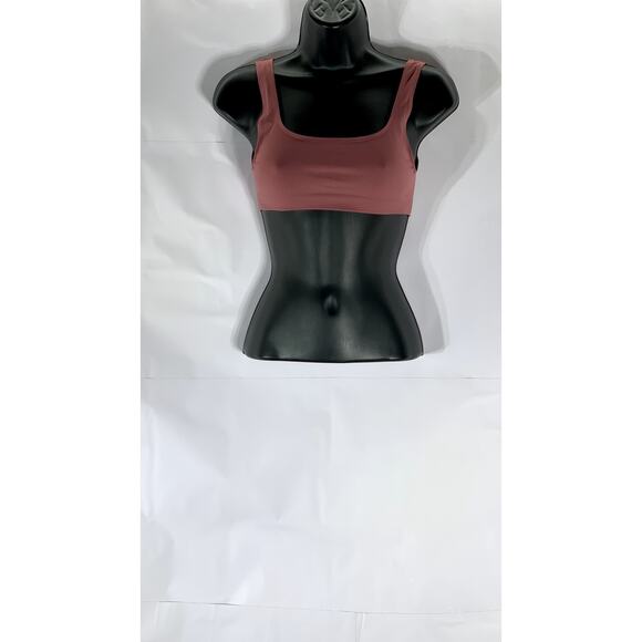 UNIQLO U Women's Pink Straight-Neck Ribbed-Hem Sport Bra SZ S - Picture 1 of 10